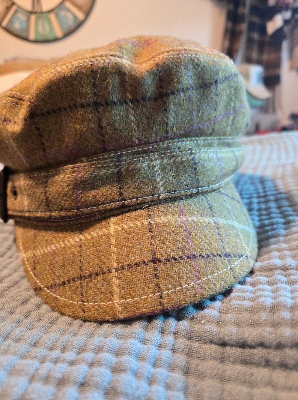 J. Crew Mustard Plaid Wool Baker Boy Cap - Picture 3 of 7